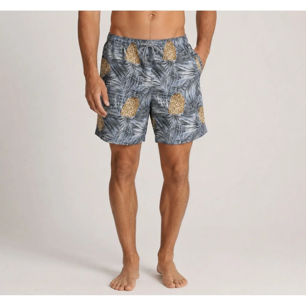 Tommy Bahama Mens Large Swim Trunks Blue Pineapple Tropical Mesh Lined, Resort‎